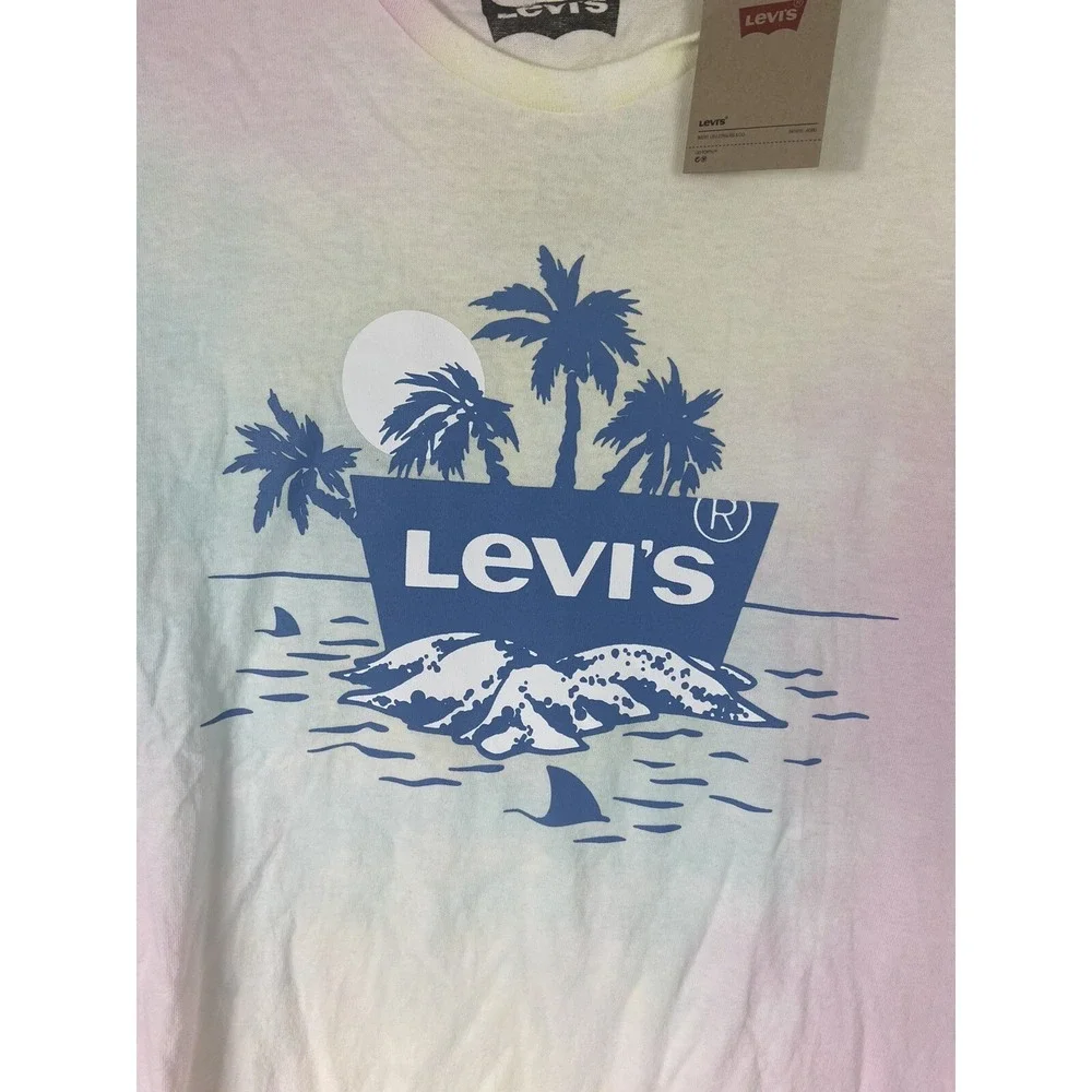 LEVI'S Men's T-shirt  Levi Strauss Classic Logo Men Size M Tye Dye‎ Beach Cotton